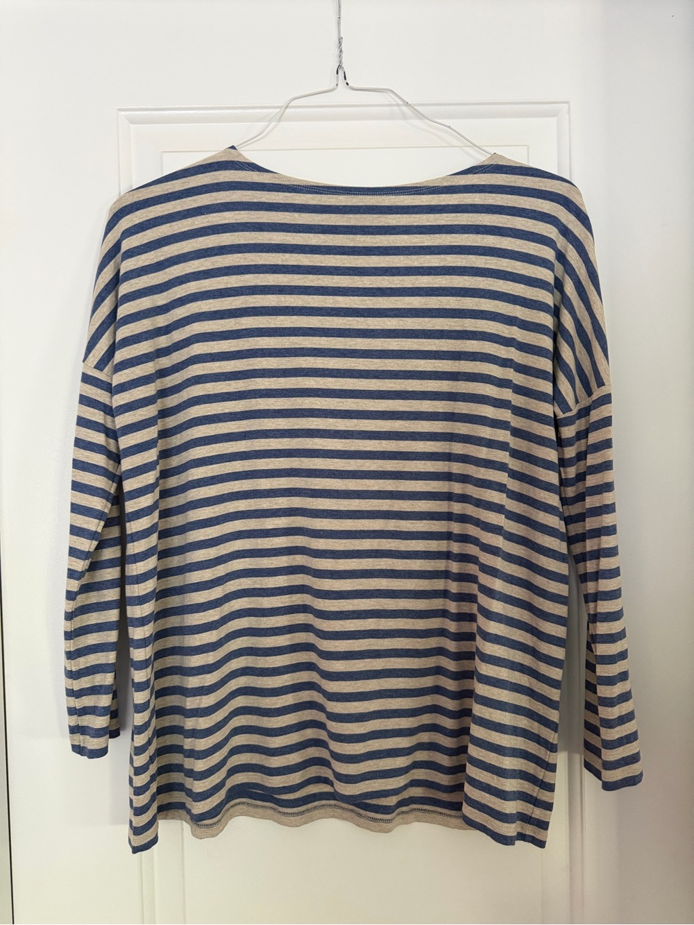 Hatch Blue and Grey/Beige The Perfect Long Sleeve Maternity Tee